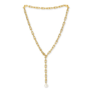 Lariat Style Necklace with Pearl Drop