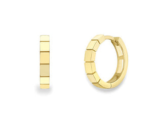 Huggie Gold Block Hoop Earrings