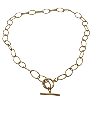Oval Link T Bar Necklace