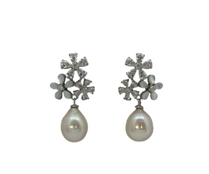 Pearl Flower Drop Earrings