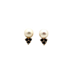 Akoya Pearl and Sapphire Stud Earrings