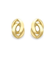 Gold Double Oval Stud Earrings