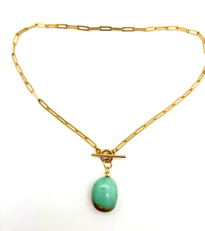 Turquoise Drop T Bar Necklace